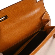 Hermes Beige Gold Toile H Pigskin Kelly 32 Sellier Handbag  Circle:V 15X 134797