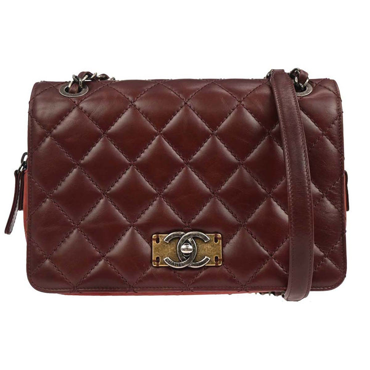 Chanel Bordeaux Calfskin Day Trip Flap Shoulder Bag 134828