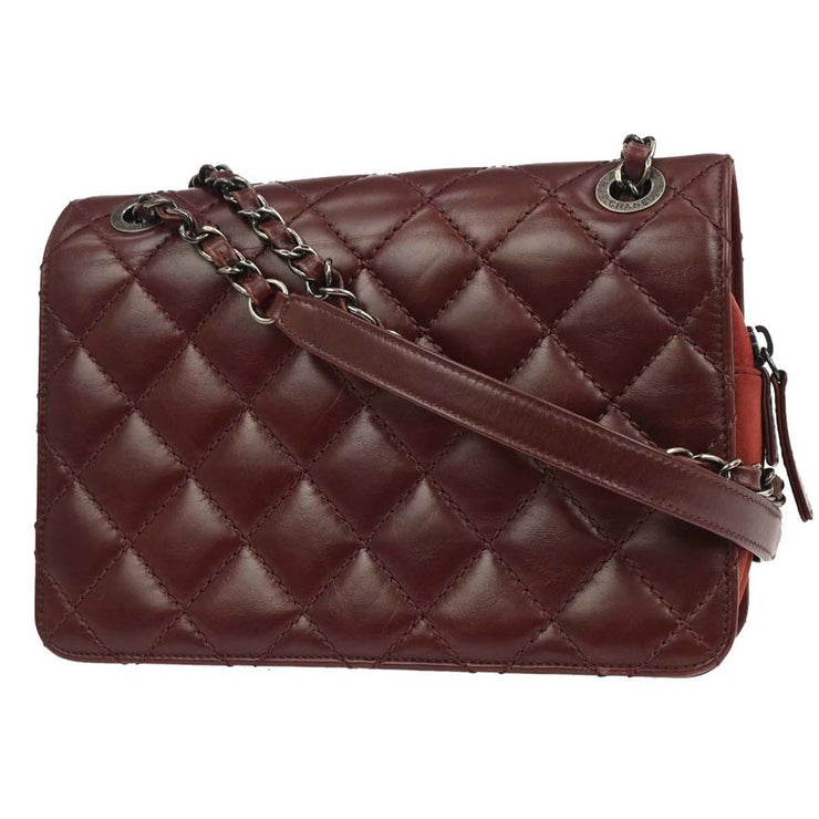 Chanel Bordeaux Calfskin Day Trip Flap Shoulder Bag 134828