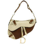 Christian Dior Gold Brown Saddle Handbag 01RU0013 134837