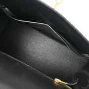 Hermes Beige Black Toile H Box Calf Kelly 28 Sellier 2way Handbag 30 Square:F 134840