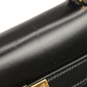Hermes Black Box Calf Kelly 32 Sellier Handbag D Circle:L 134842