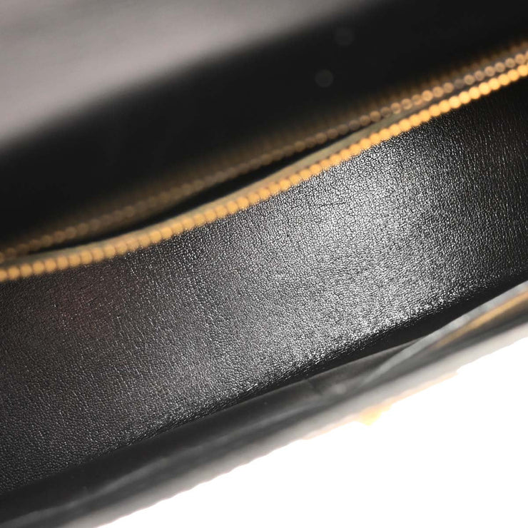 Hermes Black Box Calf Kelly 32 Sellier Handbag D Circle:L 134842