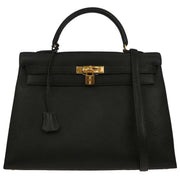 Hermes Black Ardennes Kelly 35 Sellier 2way Handbag 7 Circle:Z 134860