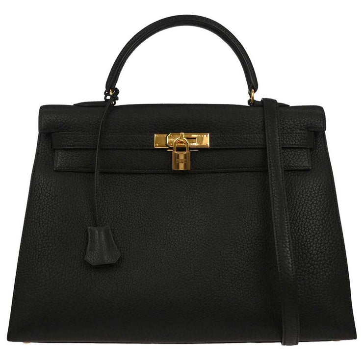 Hermes Black Ardennes Kelly 35 Sellier 2way Handbag 7 Circle:Z 134860