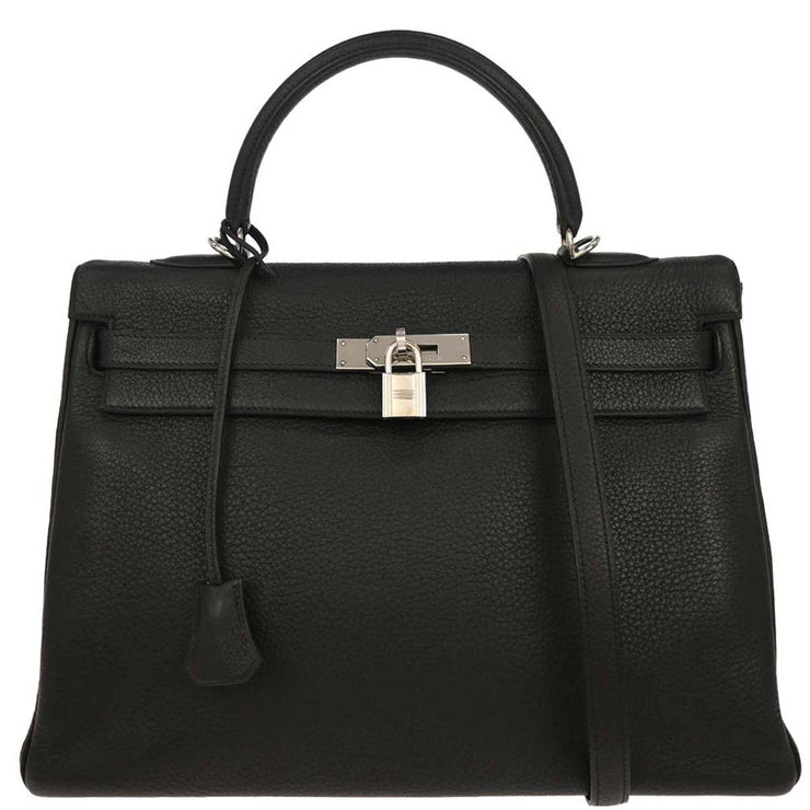 Hermes Black Taurillon Clemence Kelly 35 Retourne 2way Handbag 10 Square:G 134861