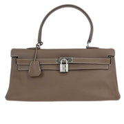 Hermes Etoupe Gray Taurillon Clemence Shoulder Kelly  Handbag 5 Square:L 134862