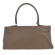 Hermes Etoupe Gray Taurillon Clemence Shoulder Kelly  Handbag 5 Square:L 134862