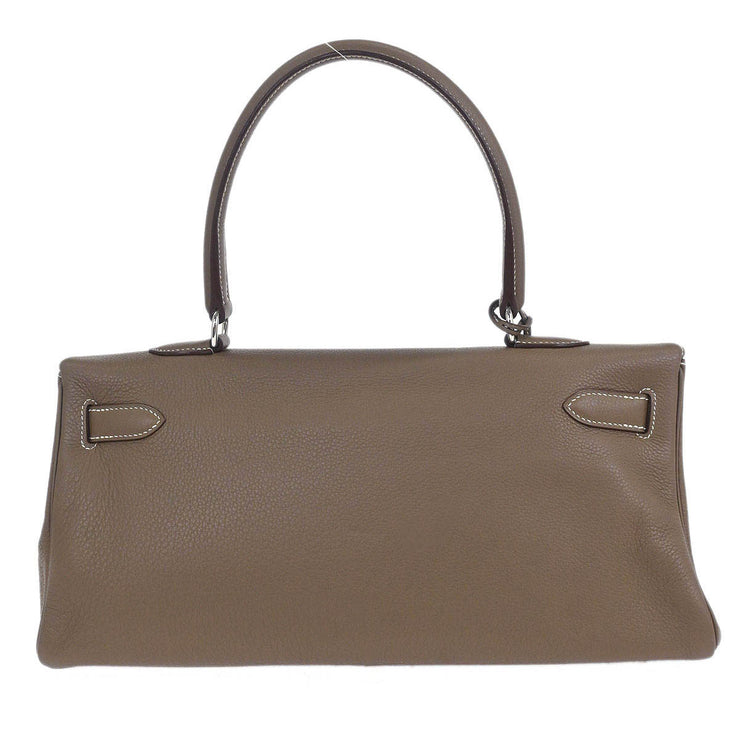 Hermes Etoupe Gray Taurillon Clemence Shoulder Kelly  Handbag 5 Square:L 134862