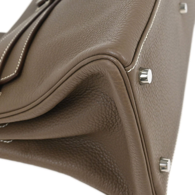 Hermes Etoupe Gray Taurillon Clemence Shoulder Kelly  Handbag 5 Square:L 134862