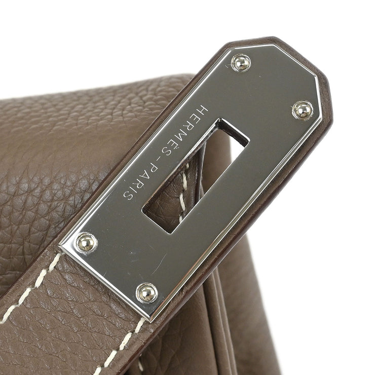 Hermes Etoupe Gray Taurillon Clemence Shoulder Kelly  Handbag 5 Square:L 134862