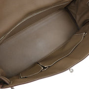 Hermes Etoupe Gray Taurillon Clemence Shoulder Kelly  Handbag 5 Square:L 134862