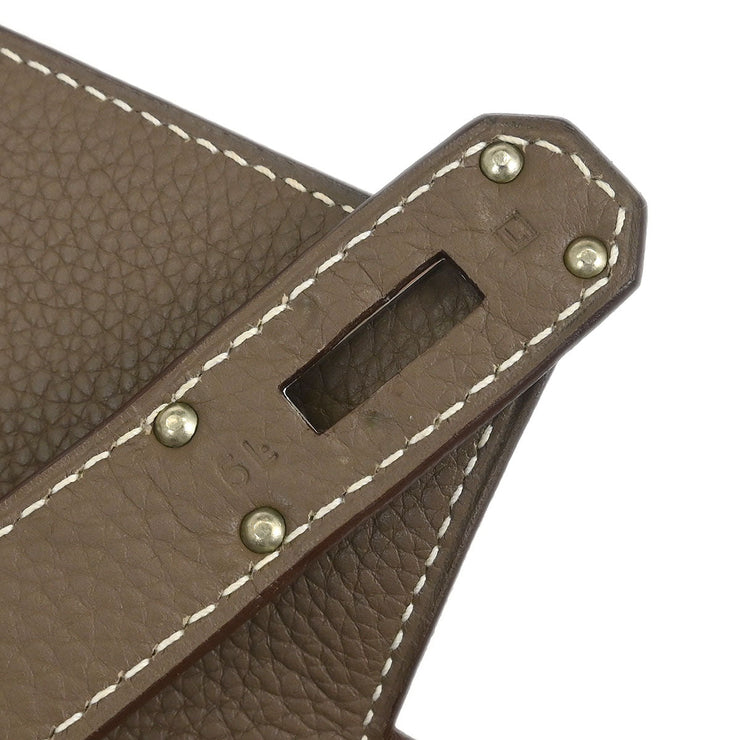 Hermes Etoupe Gray Taurillon Clemence Shoulder Kelly  Handbag 5 Square:L 134862