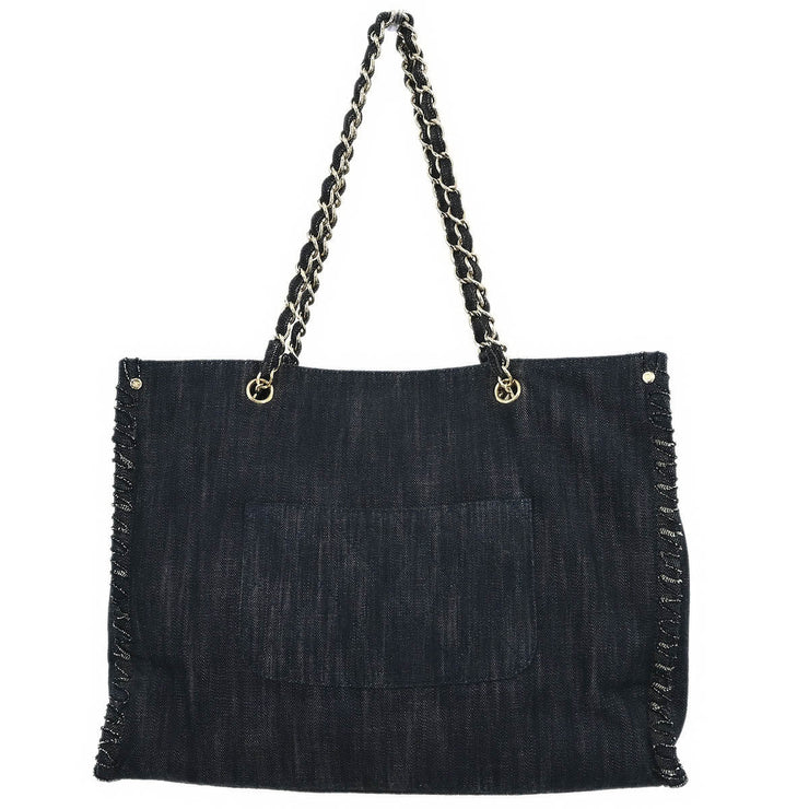 Chanel Navy Denim Night Flight Tote Handbag 134870