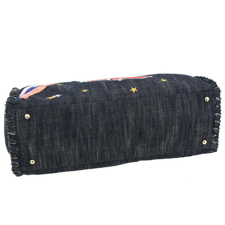 Chanel Navy Denim Night Flight Tote Handbag 134870