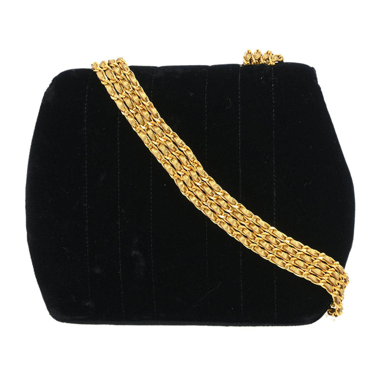 Chanel Black Velvet Mademoiselle Shoulder Bag 134871