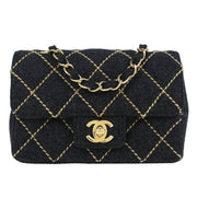 Chanel Gray Wool Wild Stitch Shoulder Bag 134874