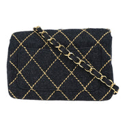 Chanel Gray Wool Wild Stitch Shoulder Bag 134874