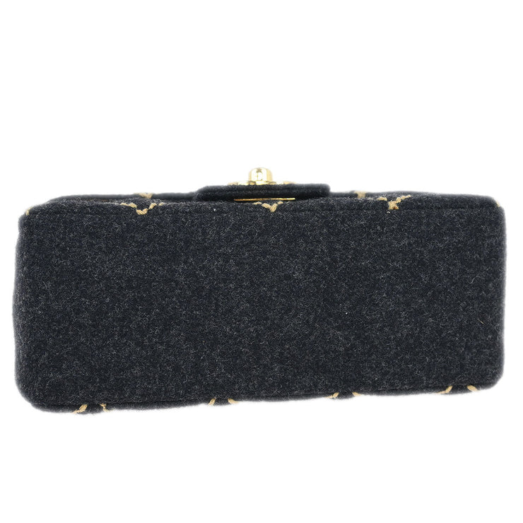 Chanel Gray Wool Wild Stitch Shoulder Bag 134874