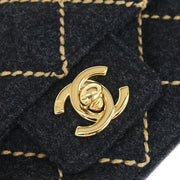 Chanel Gray Wool Wild Stitch Shoulder Bag 134874