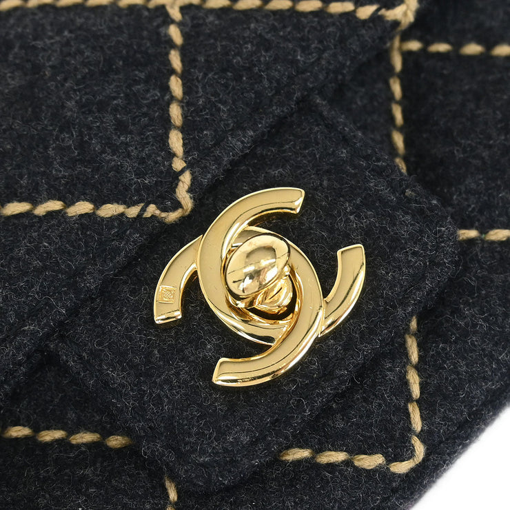 Chanel Gray Wool Wild Stitch Shoulder Bag 134874