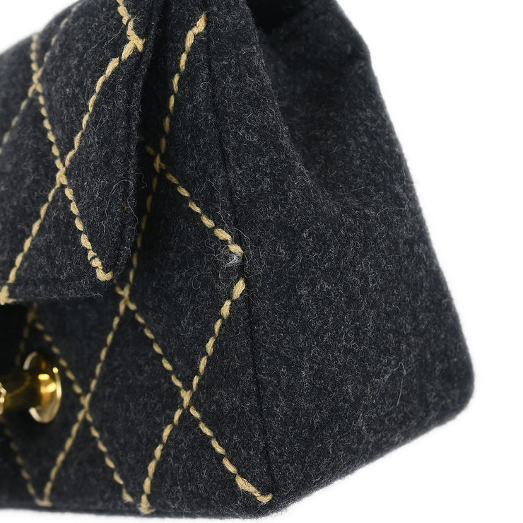 Chanel Gray Wool Wild Stitch Shoulder Bag 134874