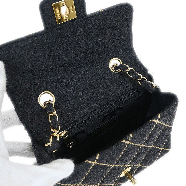 Chanel Gray Wool Wild Stitch Shoulder Bag 134874