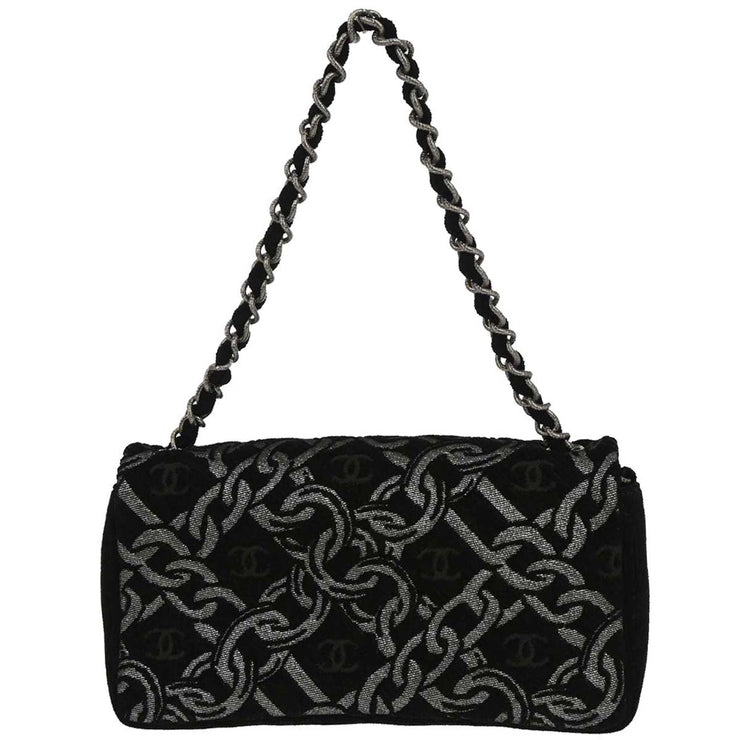 Chanel Black Canvas Chain Print Handbag 134881