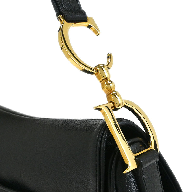 Christian Dior Black Leather Saddle Handbag RU0091 134890