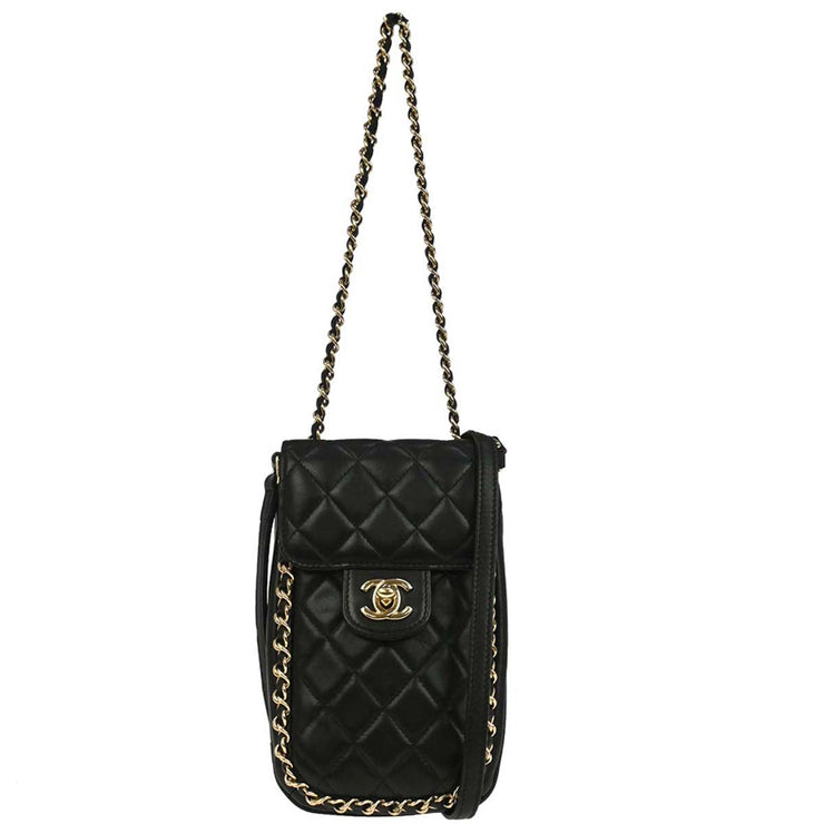 Chanel Black Lambskin Phone Case 2way  Handbag 134935
