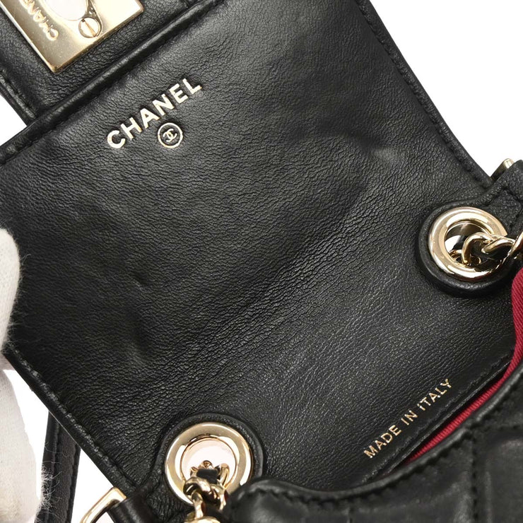 Chanel Black Lambskin Phone Case 2way  Handbag 134935