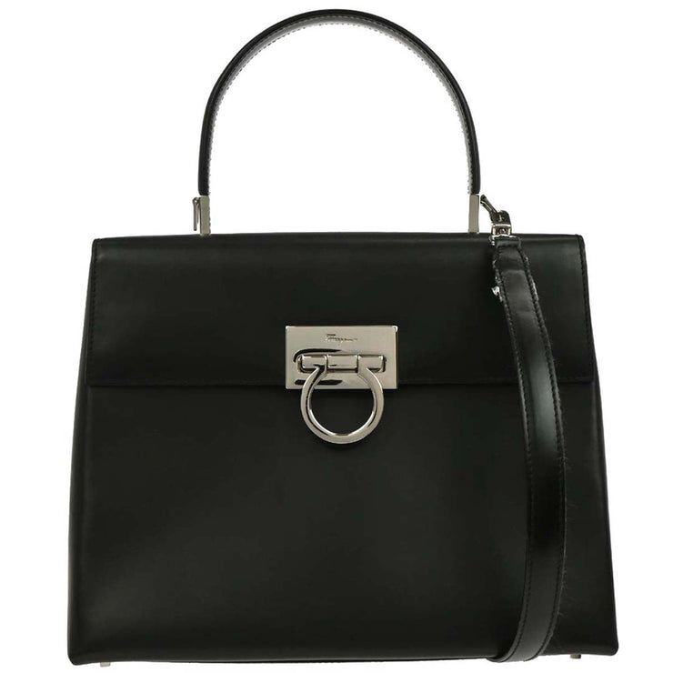 Salvatore Ferragamo Black Gancini 2way Handbag AF-21 8844 134944