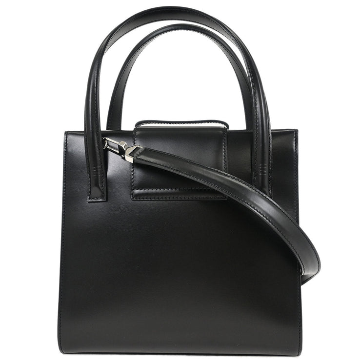 Cartier Black Leather Panthere 2way Handbag EBDF 134945