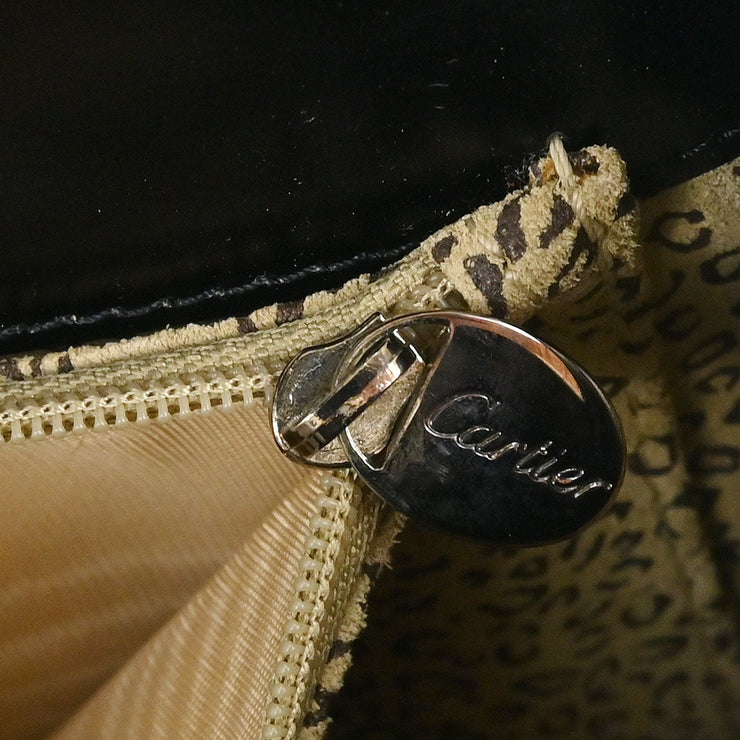 Cartier Black Leather Panthere 2way Handbag EBDF 134945