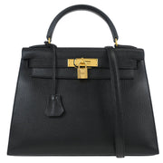 Hermes Black Ardennes Kelly 28 Sellier 2way Handbag 24 Square:C 134979