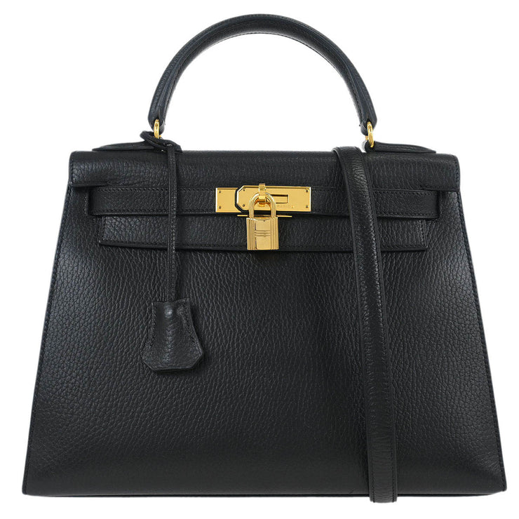 Hermes Black Ardennes Kelly 28 Sellier 2way Handbag 24 Square:C 134979
