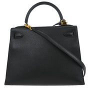Hermes Black Ardennes Kelly 28 Sellier 2way Handbag 24 Square:C 134979