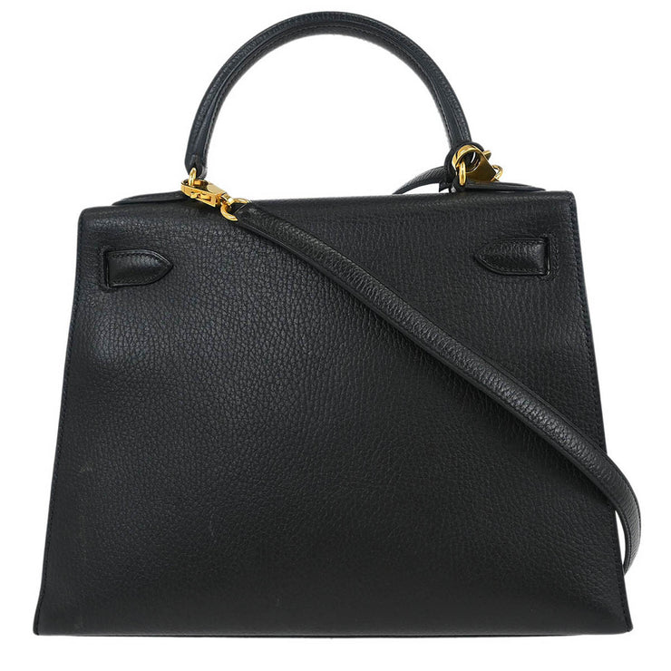 Hermes Black Ardennes Kelly 28 Sellier 2way Handbag 24 Square:C 134979