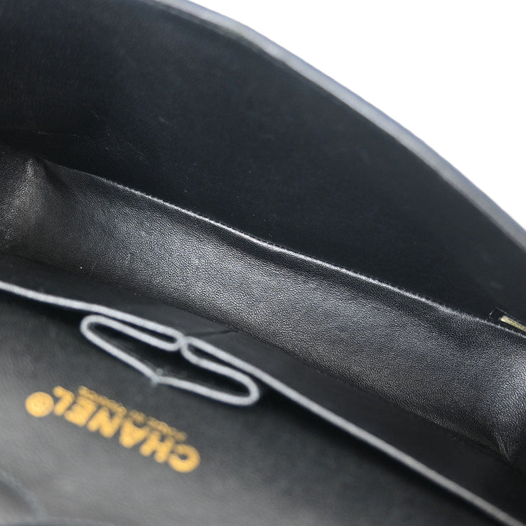 Chanel Navy Canvas Icon Medium Classic Double Flap Shoulder Bag 134986