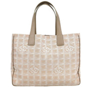 Chanel Beige Jacquard Nylon Travel Line Tote Handbag 135020