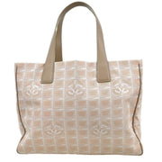 Chanel Beige Jacquard Nylon Travel Line Tote Handbag 135020