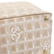 Chanel Beige Jacquard Nylon Travel Line Tote Handbag 135020