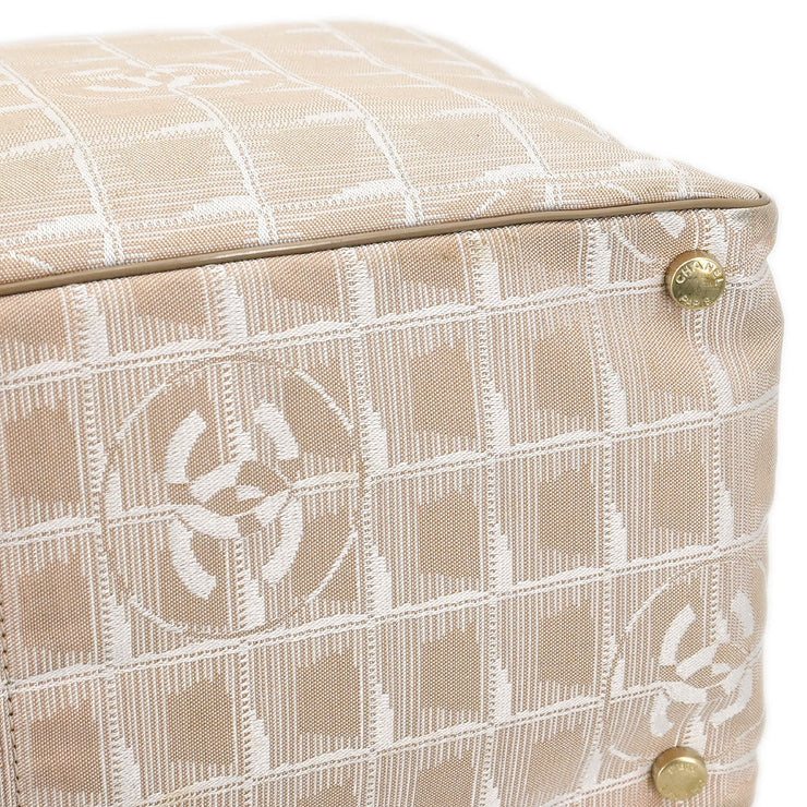 Chanel Beige Jacquard Nylon Travel Line Tote Handbag 135020