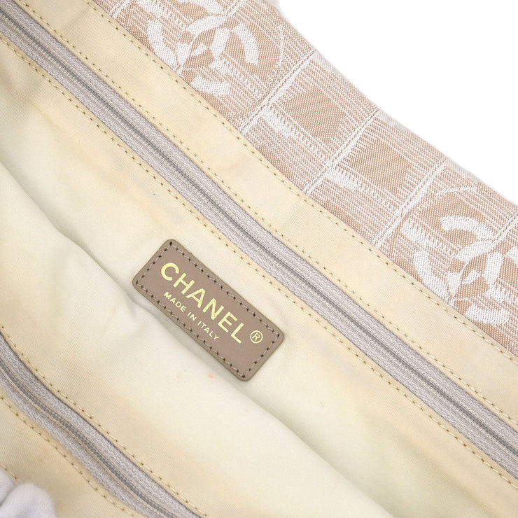 Chanel Beige Jacquard Nylon Travel Line Tote Handbag 135020