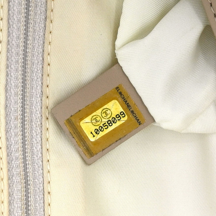 Chanel Beige Jacquard Nylon Travel Line Tote Handbag 135020