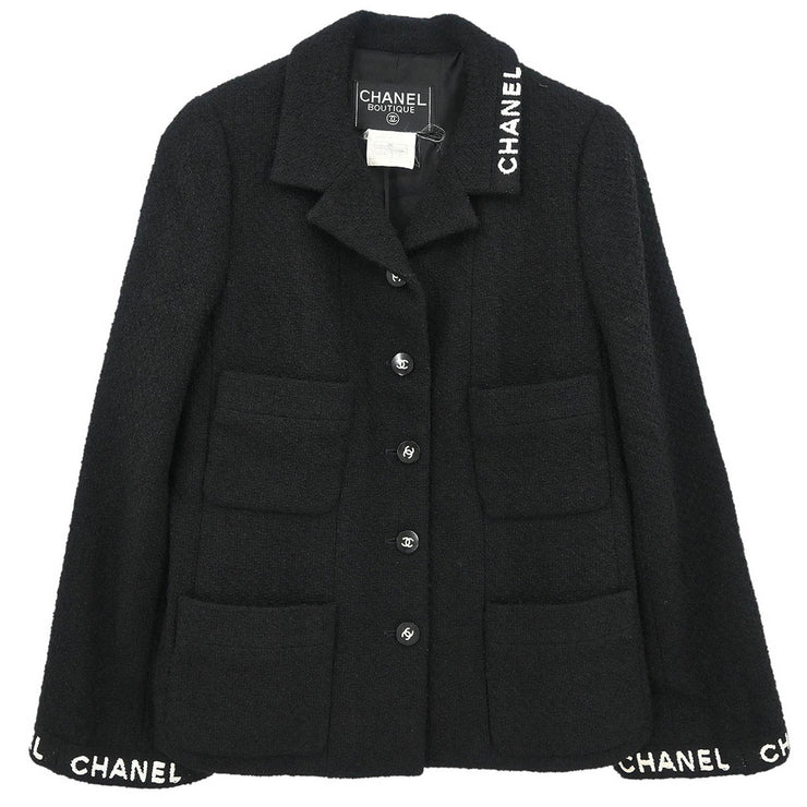 Chanel Single Breasted Jacket Black 95A #38 142998