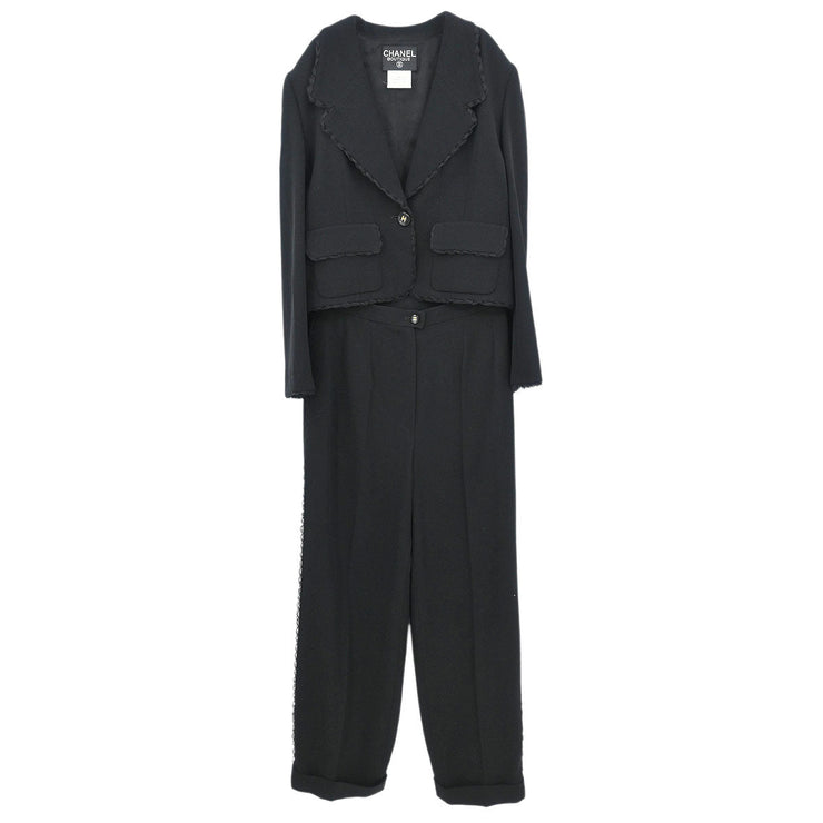Chanel Setup Jacket Pants Black 95A #38 143087