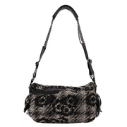 Chanel Black Tweed Camellia Shoulder Bag 143643