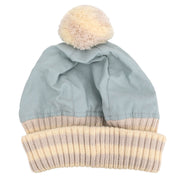 Chanel Light Blue Knit Cap Hat Sport Line #M Small Good 143751
