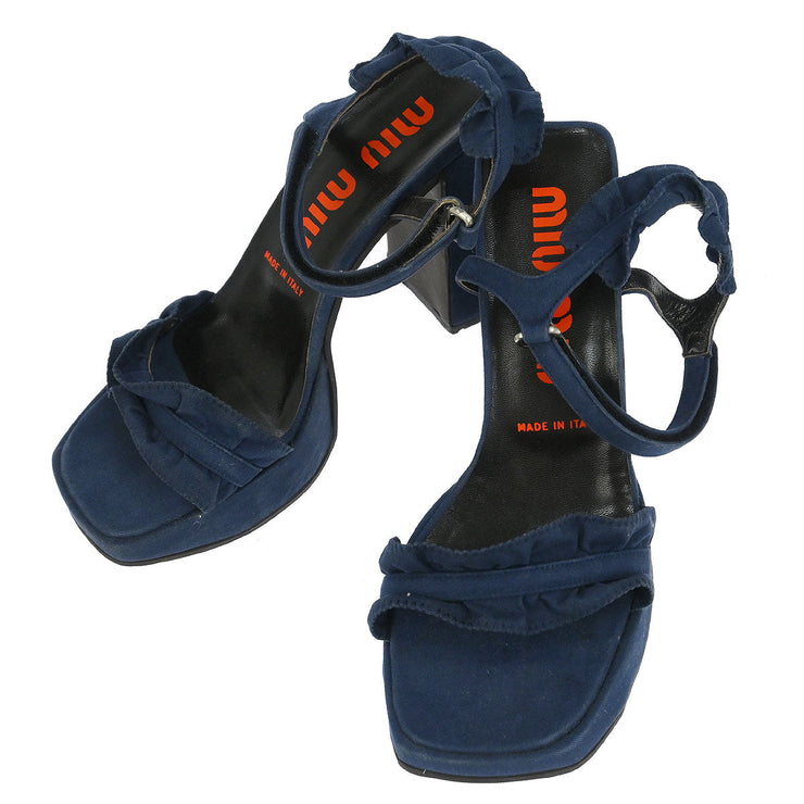 Miu Miu * Sandals Shoes Navy Cotton #37 1/2 143757